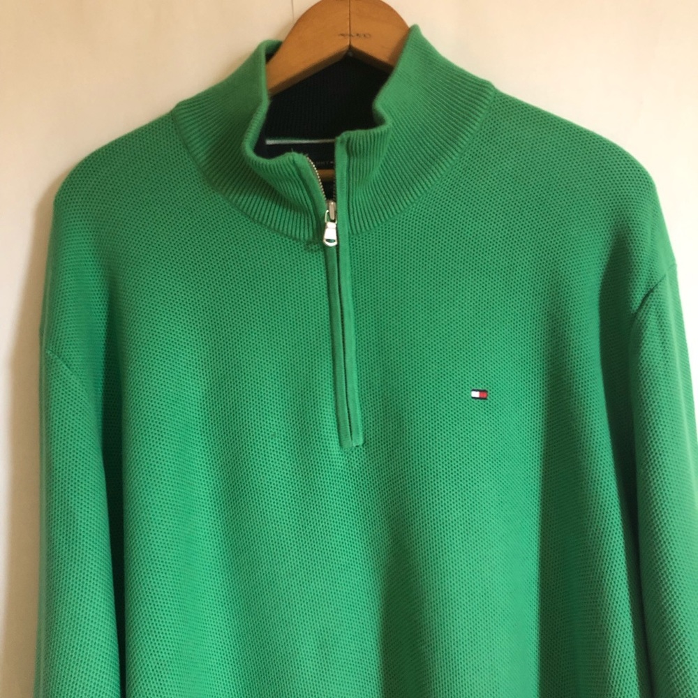 Tommy Hilfiger Half Zip Pullover Sweater Green - Picture 3 of 8
